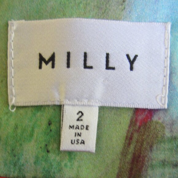 Milly Size 2 Colorful Abstract Silk Sheath Mini Dress - Picture 3 of 3